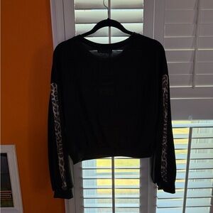Black Leopard Sleeve Women's Top
